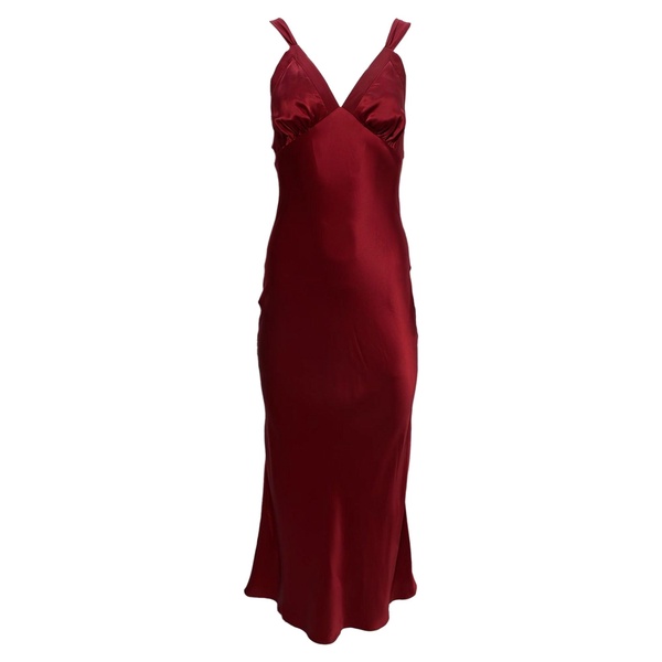 neola midi dress in red silk