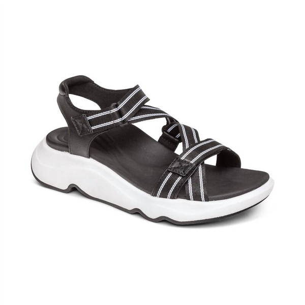 women's marz sport sandal in black/white