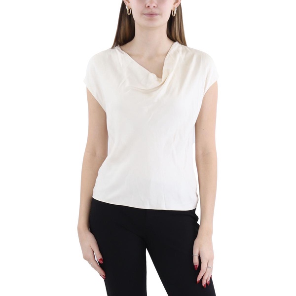 womens cowl neck cap sleeve blouse