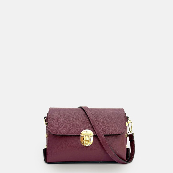 the bloxsome plum leather crossbody bag