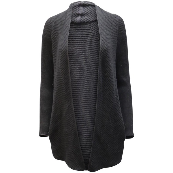 ribbed cardigan in black wool
