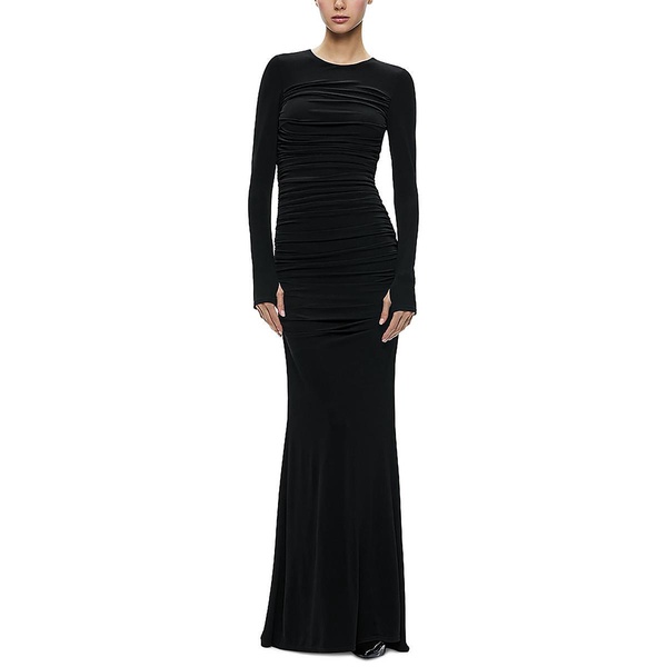 womens ruched long sleeve maxi dress