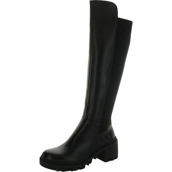 womens faux leather zipper knee-high boots