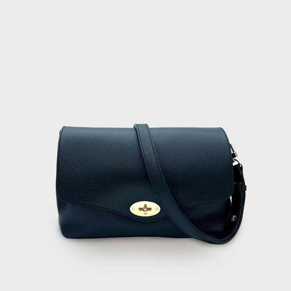 the maddie maxi navy leather bag
