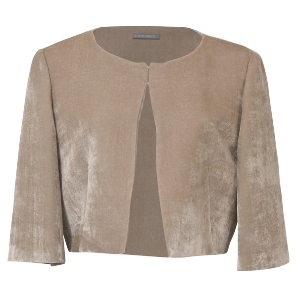 cropped jacket in beige velvet