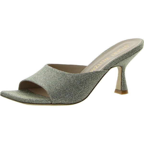womens metallic square toe mules