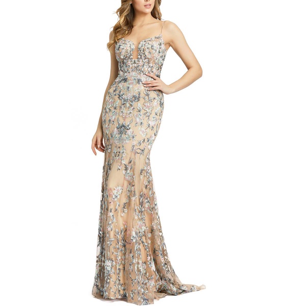 womens embroidered mesh evening dress