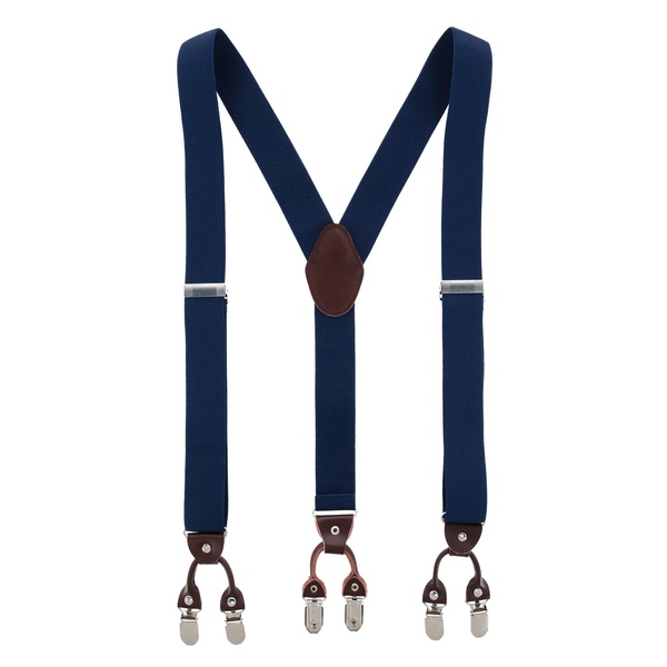 men's 1.375 inch wide solid color y-back double clip-end suspenders