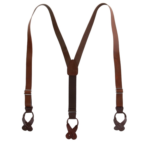 men's coated leather button-end 1 inch suspenders