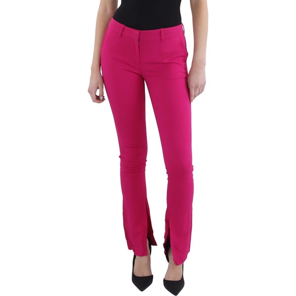 javier womens solid mid-rise trouser pants