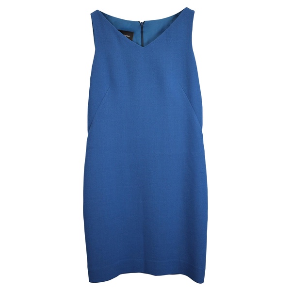 v-neck shift dress in blue wool