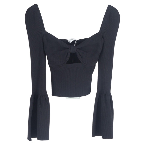 sweetheart neckline cutout top in black viscose