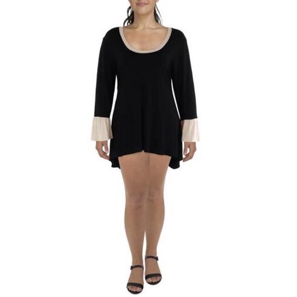 plus womens scoop neck bell sleeve blouse