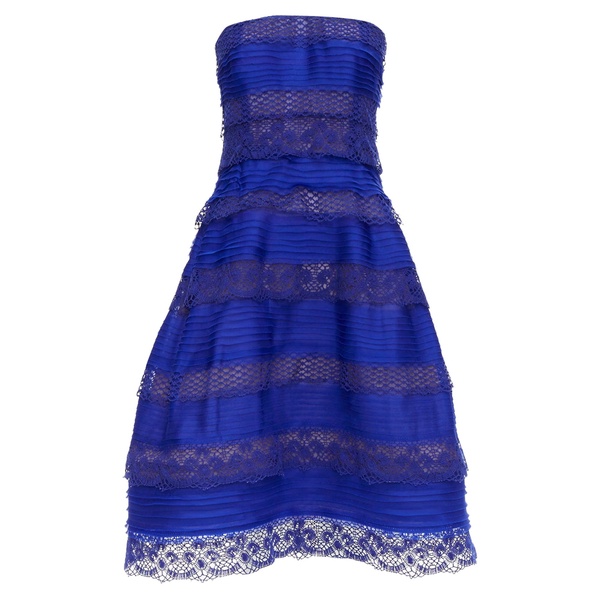 lace trim overlay strapless cocktail dress