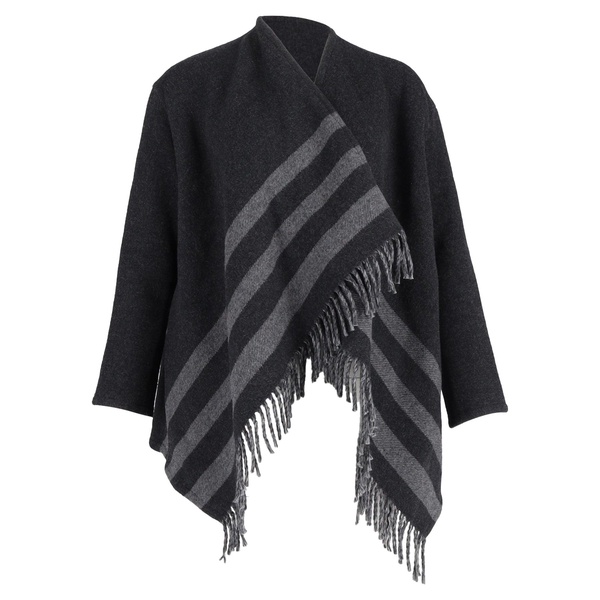 gilla jacquard fringe cardigan in grey wool