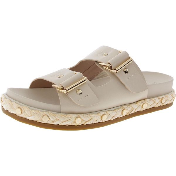 bindie  womens studded faux leather slide sandals