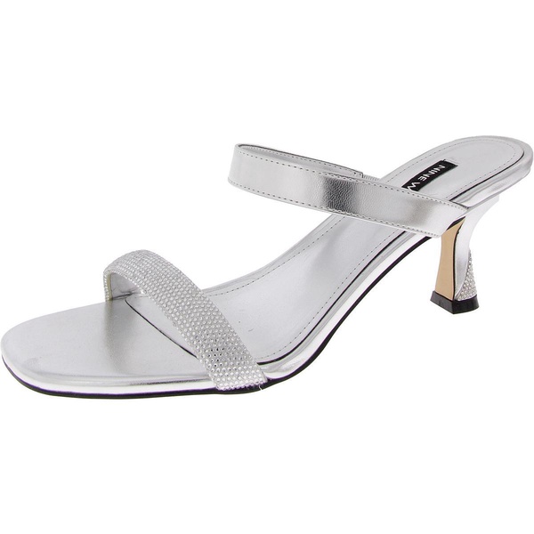 shimmer 3 womens faux leather kitten heel slide sandals