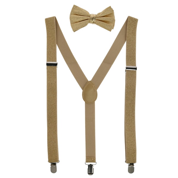 glitter gold bow tie and suspender set
