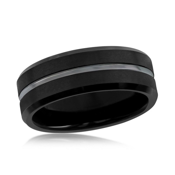 matte & polished black tungsten ring