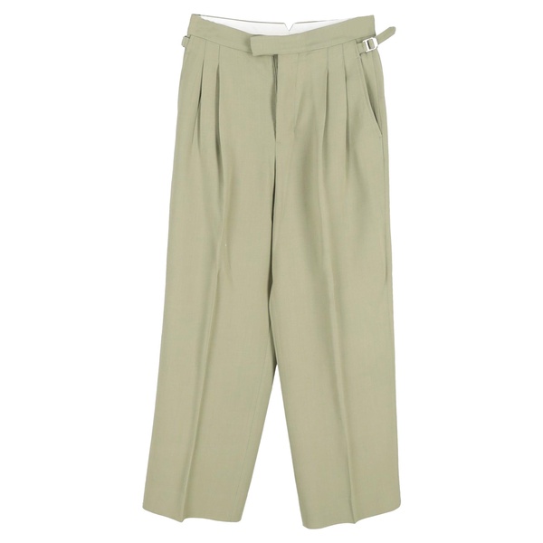 paris pleated wide-leg crepe pants in green viscose