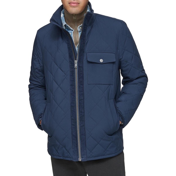 mens contrast trim quilted quilted coat