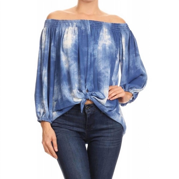 tie front tunic top in royal