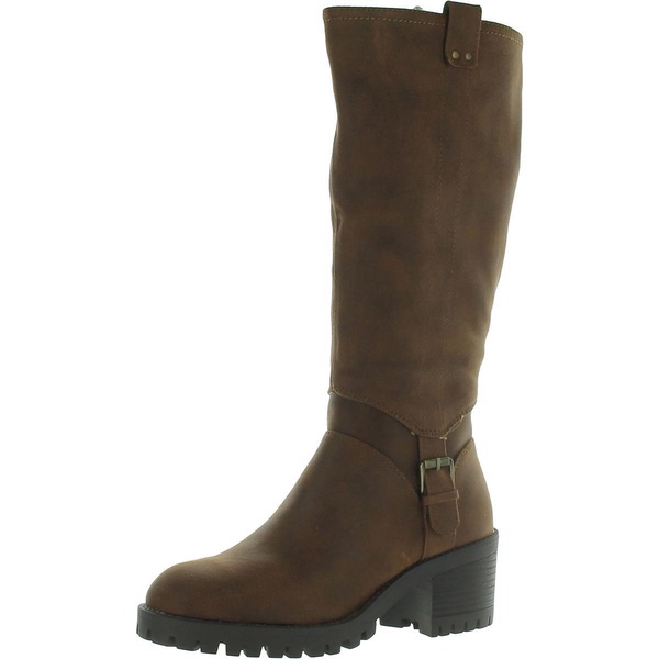 womens faux leather zipper knee-high boots