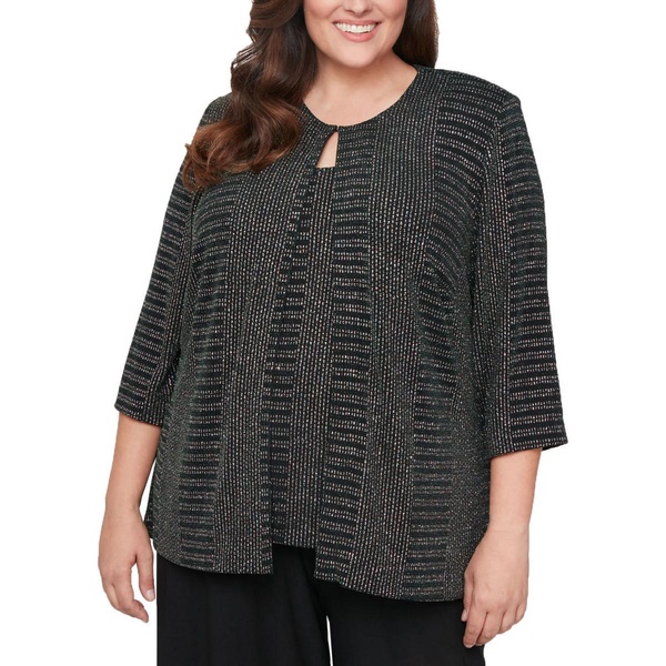 plus womens 2pc metallic top set