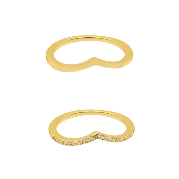 14k gold plated chevron pair of rings