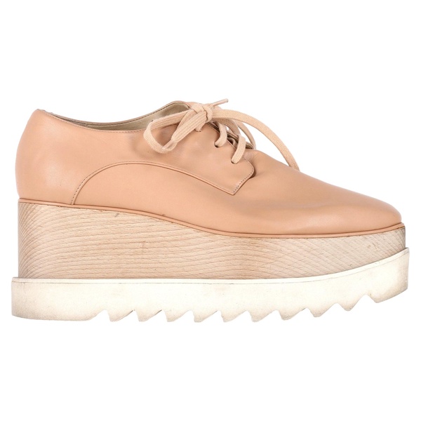 elyse lace-up platform shoes in nude leather