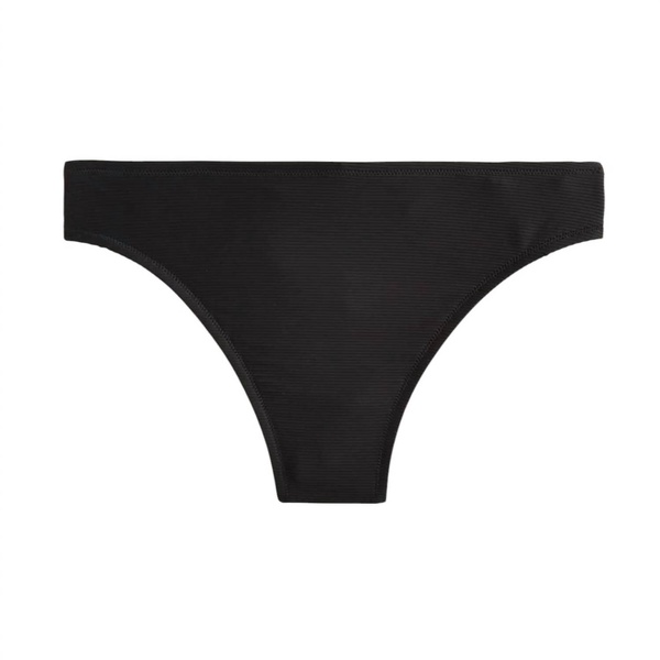 ribbed high rise cheeky bikini bottom in black