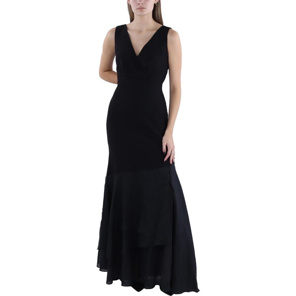 womens crepe v-neck evening dress