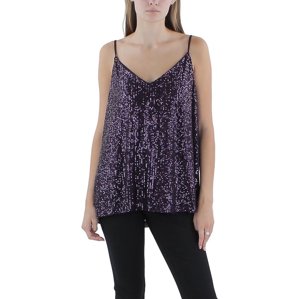 womens sequined v neck shell