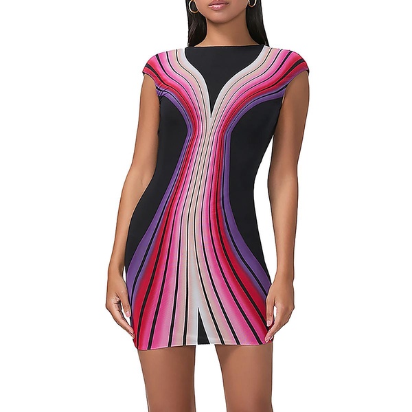mabel womens striped open back mini dress