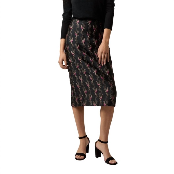 aurora skirt in black magenta hummingbird matelassé