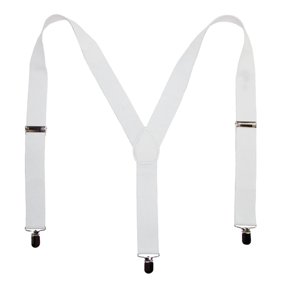 elastic solid white clip-end suspenders