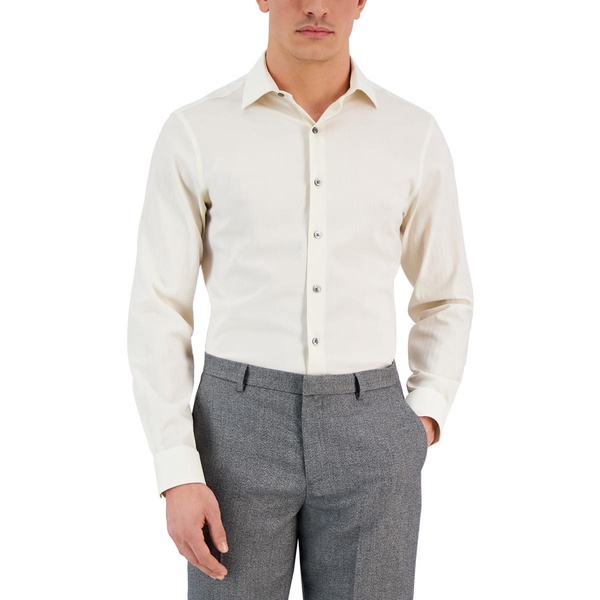 slim mens herringbone stretch button-down shirt