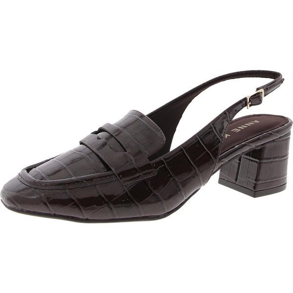 mona womens textured patent loafer heels