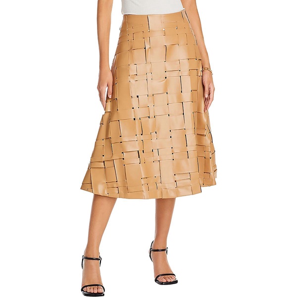 womens vegan leather midi midi skirt