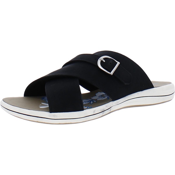 flint womens faux leather slip-on slide sandals