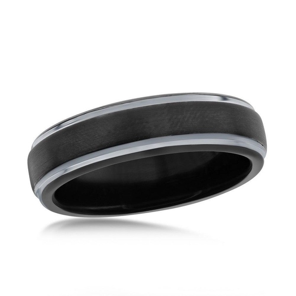 black & silver 6mm tungsten ring