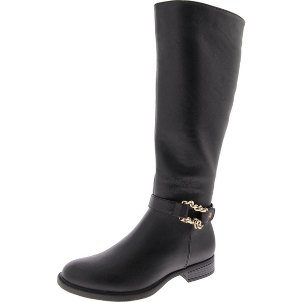 eliza riding boot womens faux leather zipper knee-high boots