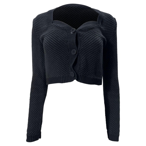 knitted crop cardigan in black cotton