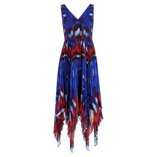 annabella pleated print midi dress in multicolor polyester