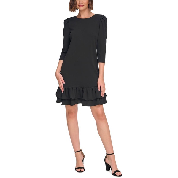 womens ruffled polyester midi dress