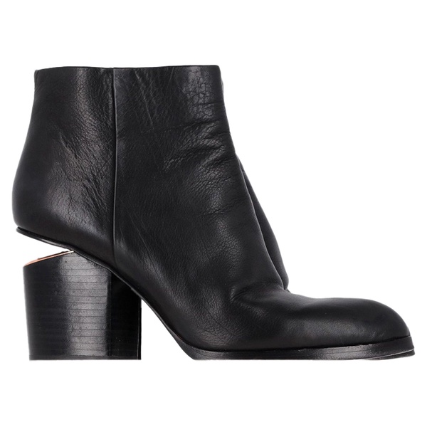 gabi cutout heel ankle boots in black leather