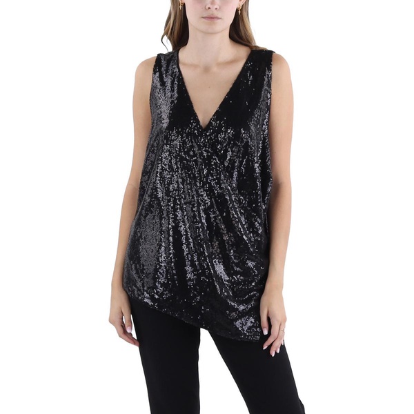womens sequined surplice tank top