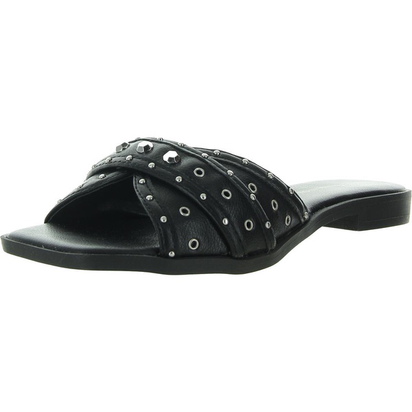 lucca  womens studded faux leather slide sandals