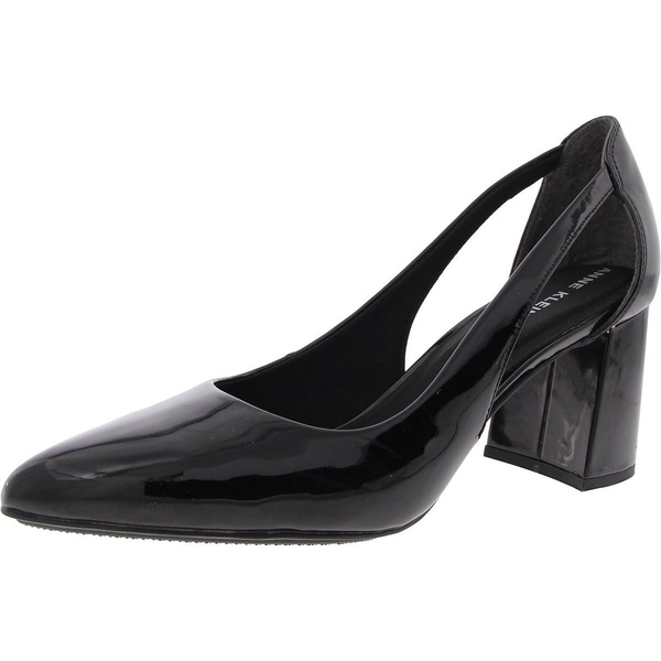 womens faux leather pointed toe block heels