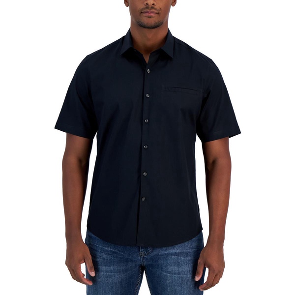 mens solid cotton button-down shirt